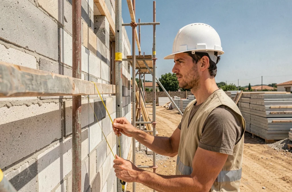 Apprenti en formation bâtiment sur le chantier école du CFA du Bâtiment Aix-les-Milles