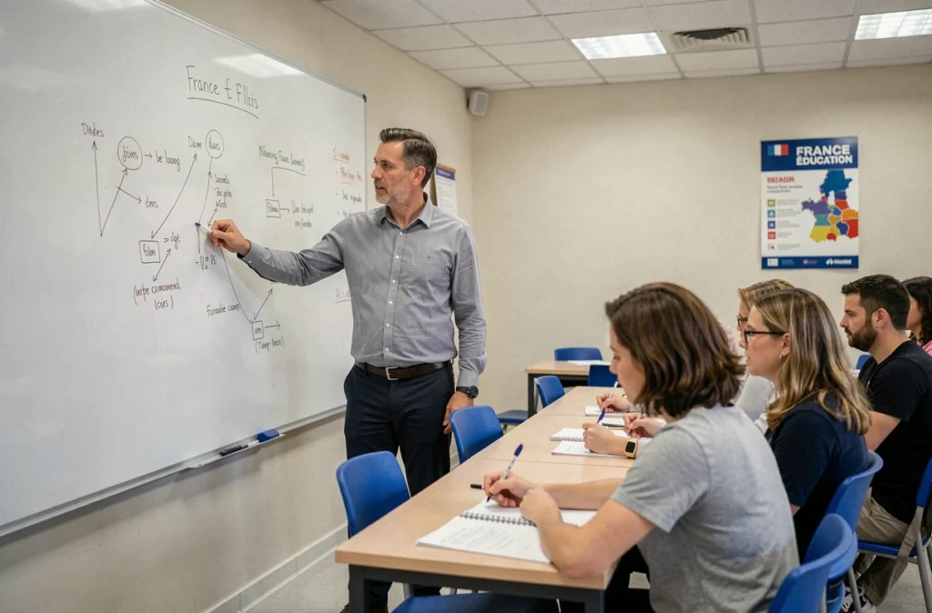 Formateur du GRETA-CFA Provence animant un cours pour adultes en reconversion