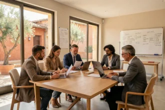Groupe de professionnels en formation dans un centre moderne des Bouches-du-Rhône